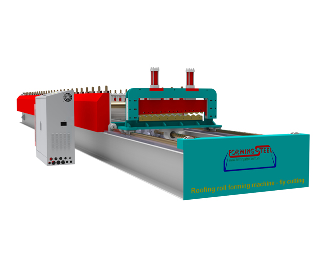 Roofing roll forming machine - Fly cutting