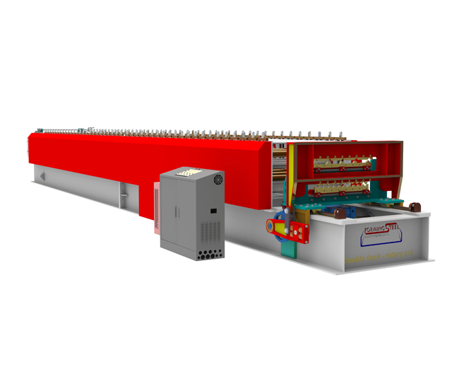 Double deck roll forming machine - Rotary cut