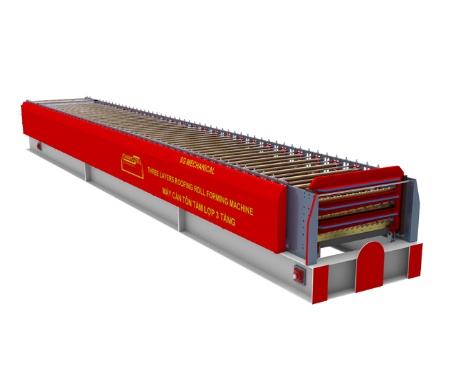 Three layer roofing roll forming machine